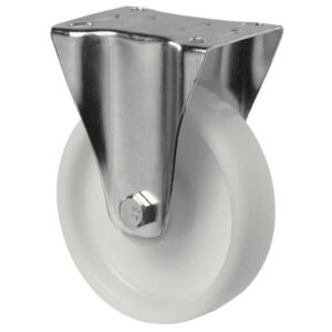 Heat-resistant Stainless Steel Transport Castors Fixed Castors with Plate plastic Wheel white